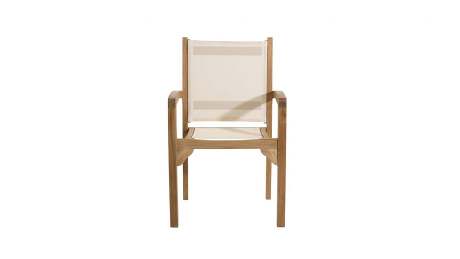Lot de 2 fauteuils en teck et tissu ivoire – Collection Fun