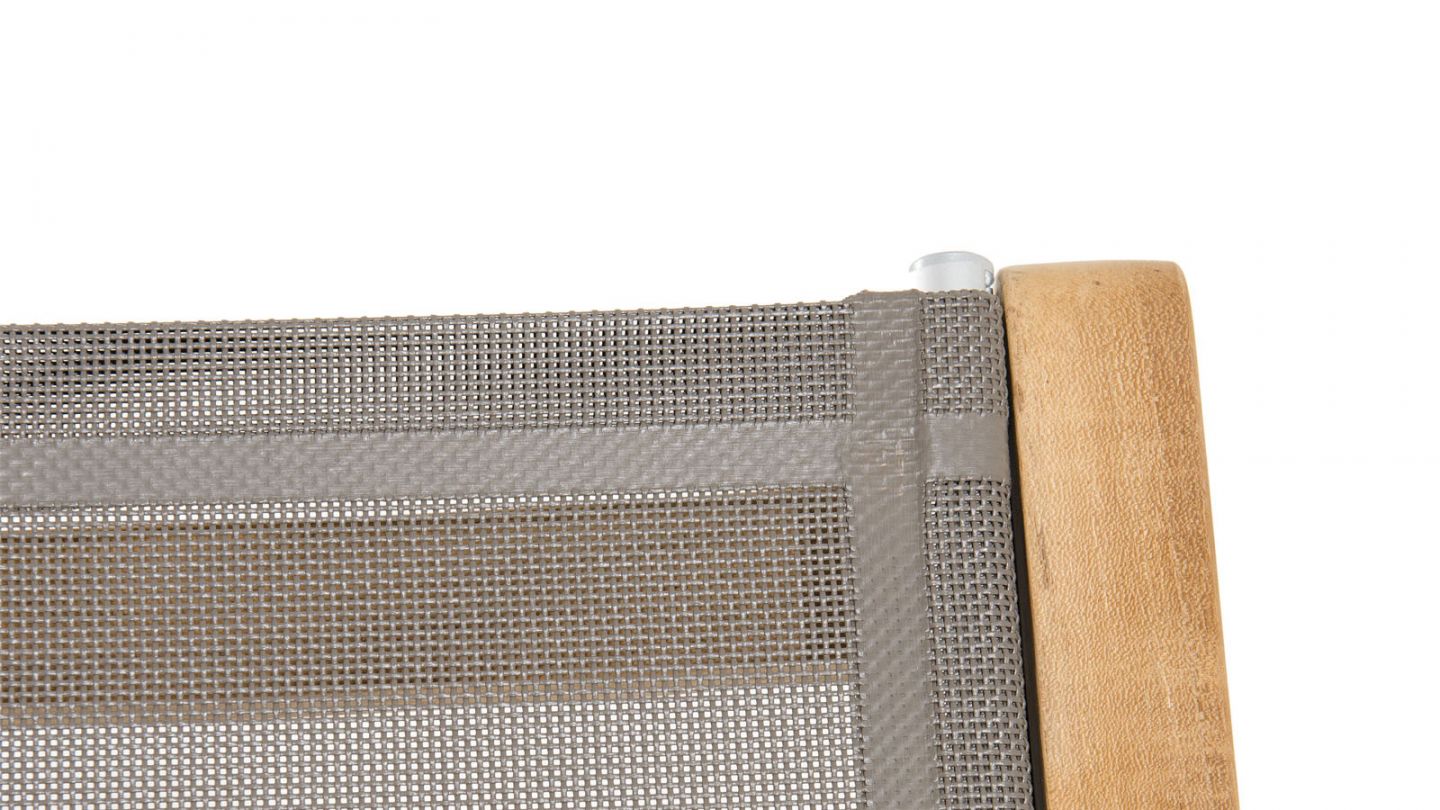 Lot de 2 chaises pliantes en teck et tissu taupe – Collection Fun