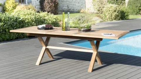 Table de Jardin Extensible en Bois de Teck Massif Tahiti 180/240