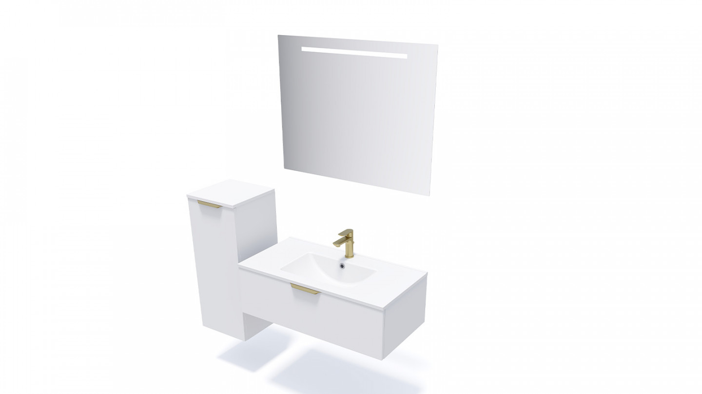 Miroir Suspendu Vicco Kiko – Blanc Brillant 45x60cm – Pour Salle De Bain