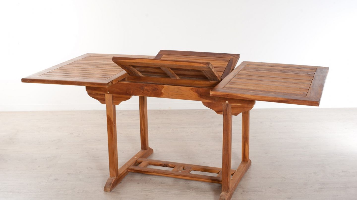 Table rectangulaire extensible en teck 120/180x90cm – Collection Maeva