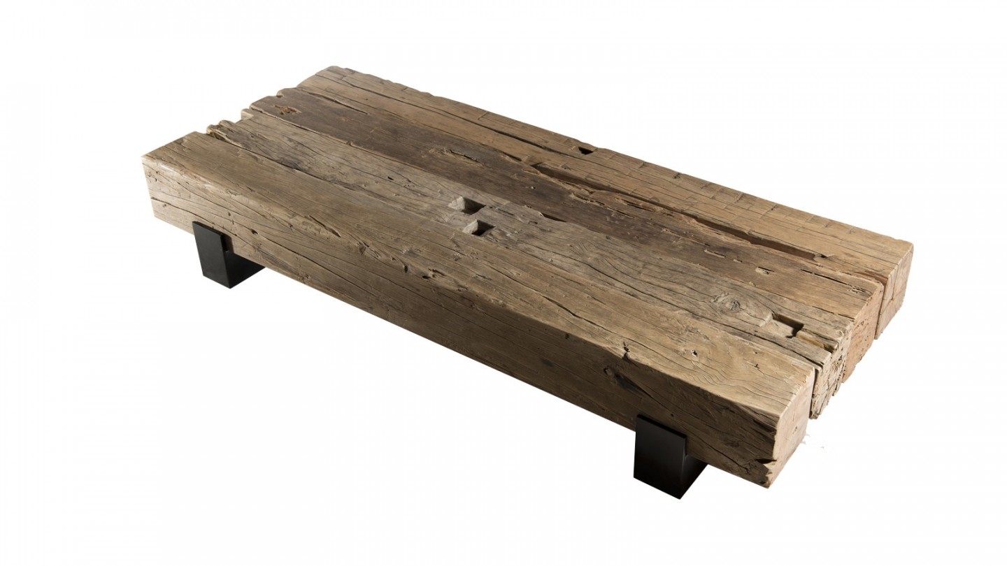 Table basse traverse en bois massif - Collection Mathis