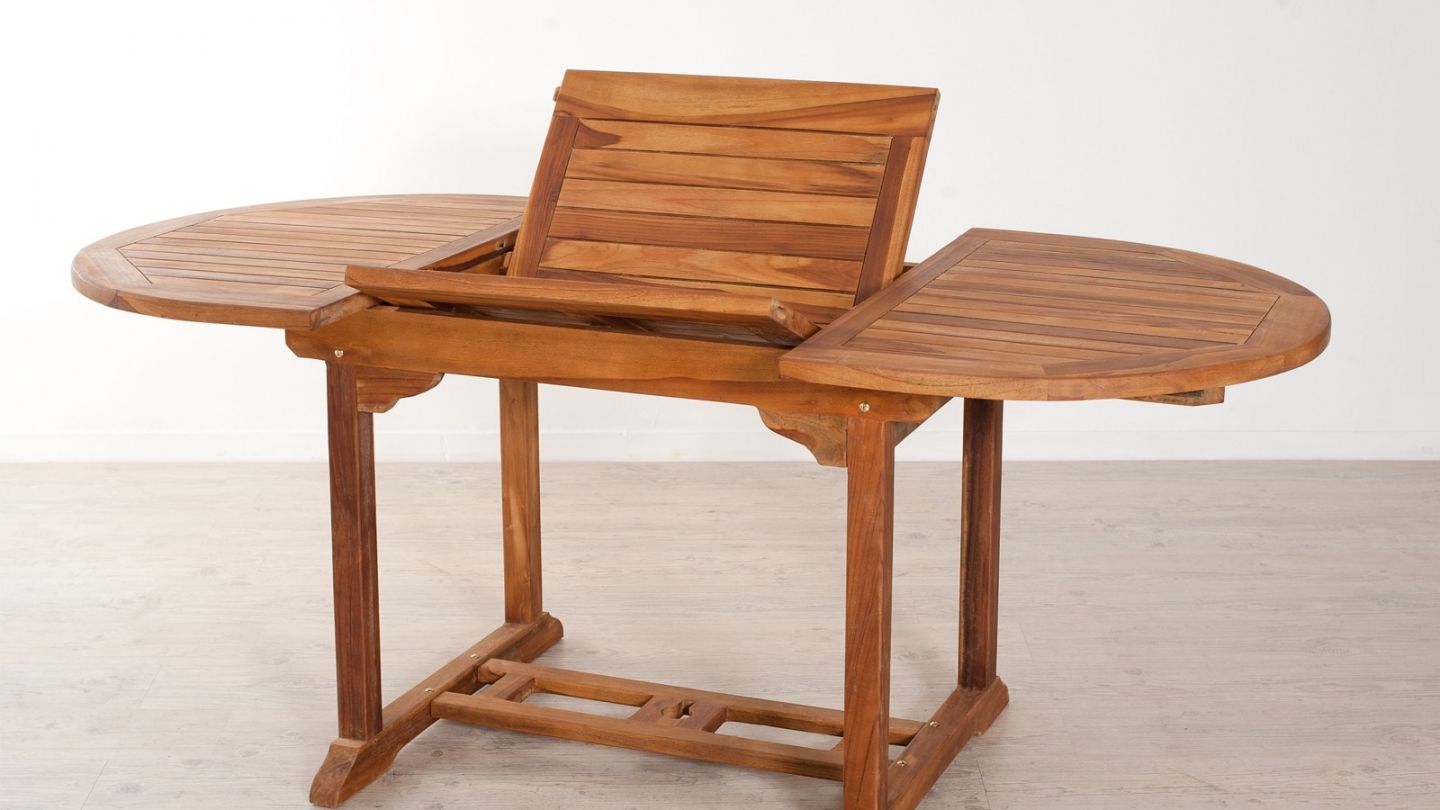 Table ovale extensible en teck 120/180x90cm – Collection Maeva