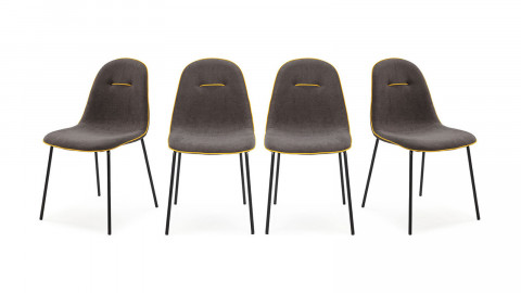 Lot de 4 chaises en tissu jaune - Lila - Homifab