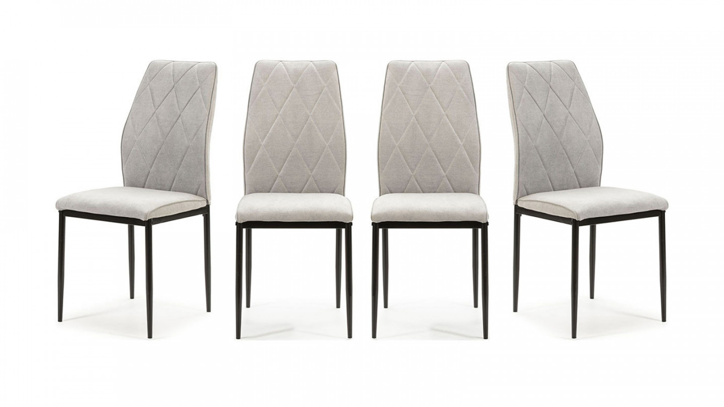 Lot de 4 chaises en tissu gris clair - Malo