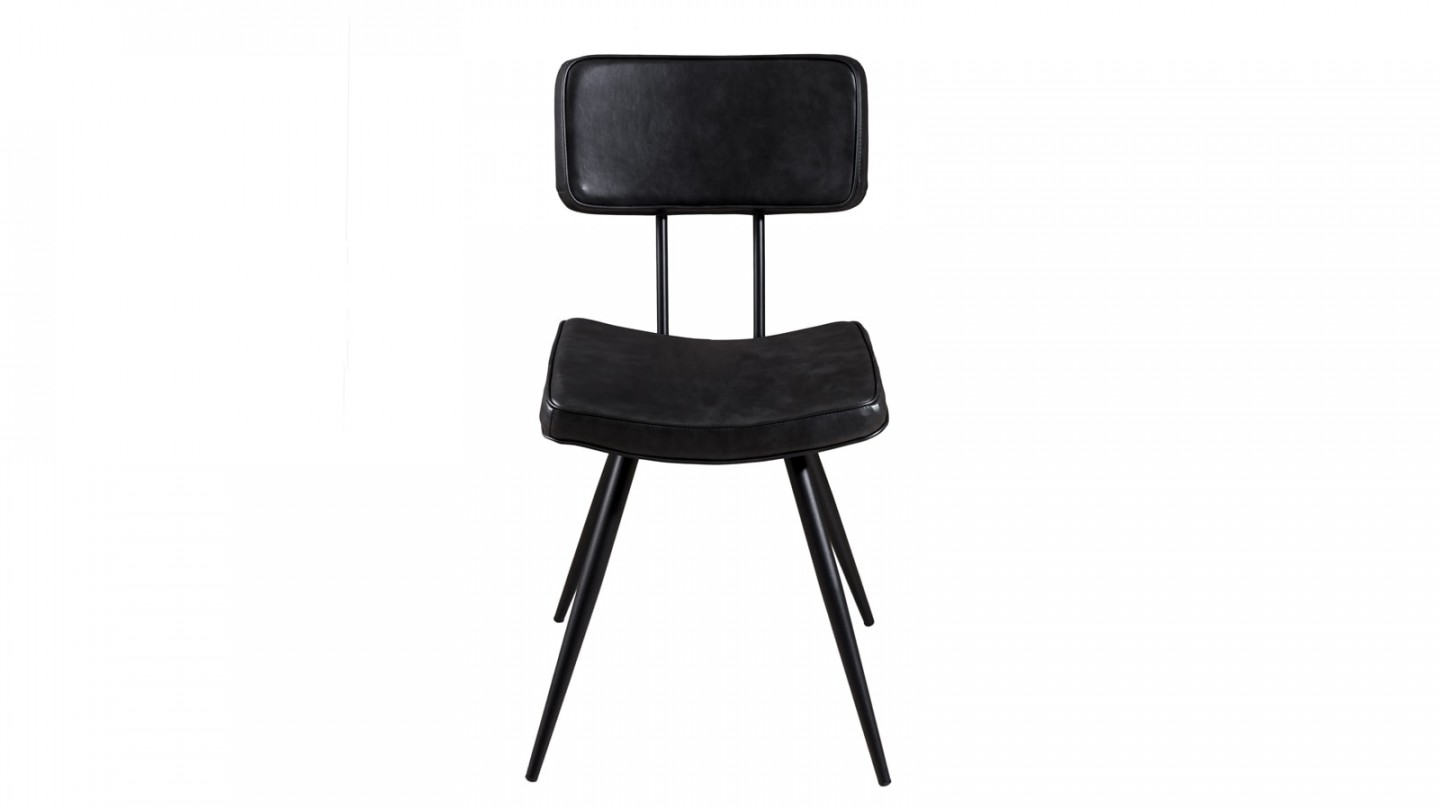 Lot de 2 chaises James en simili cuir noir - Collection Tom