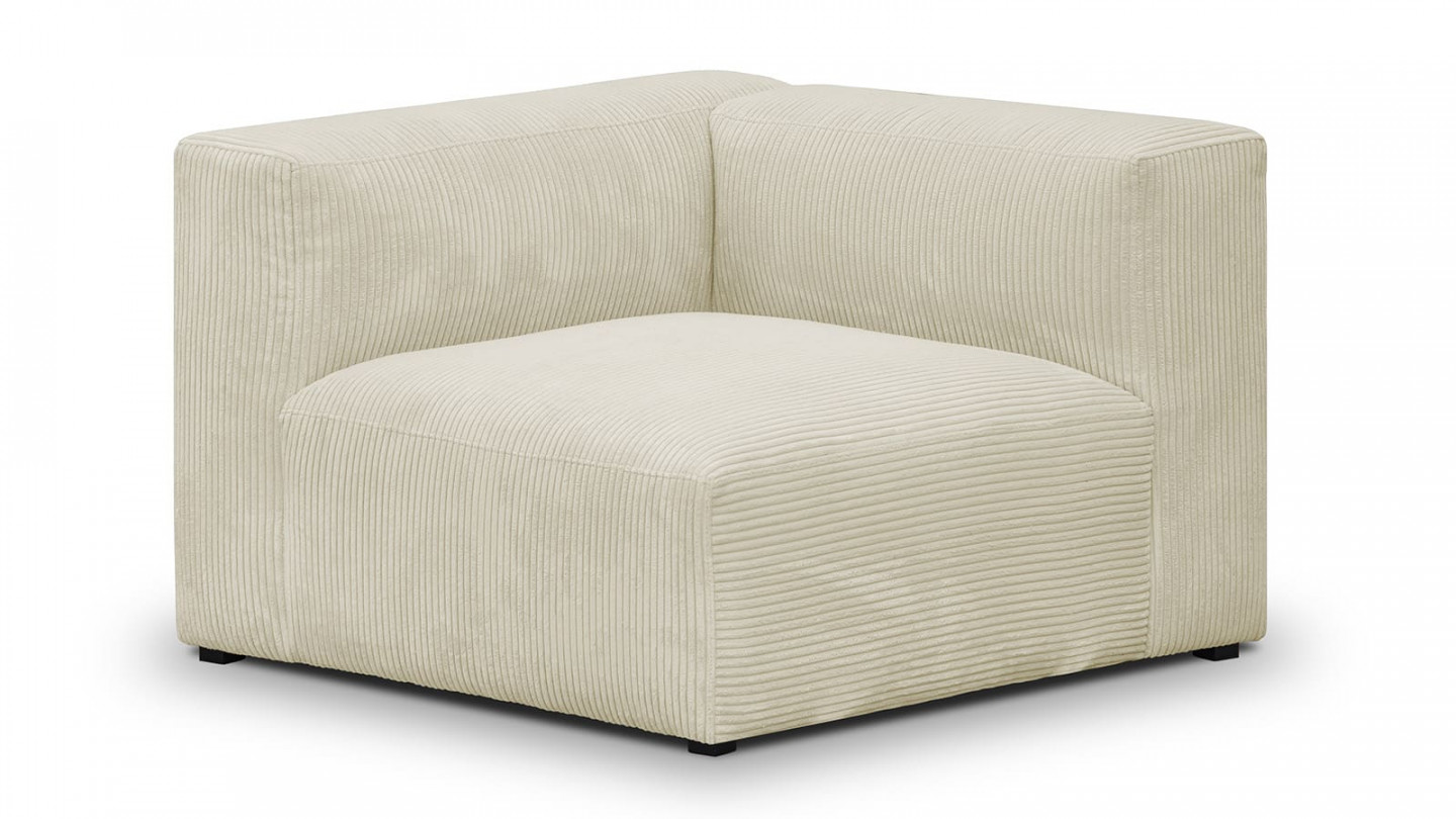 Canapé d'angle à droite modulable avec méridienne 4 places en velours côtelé beige - Modulo