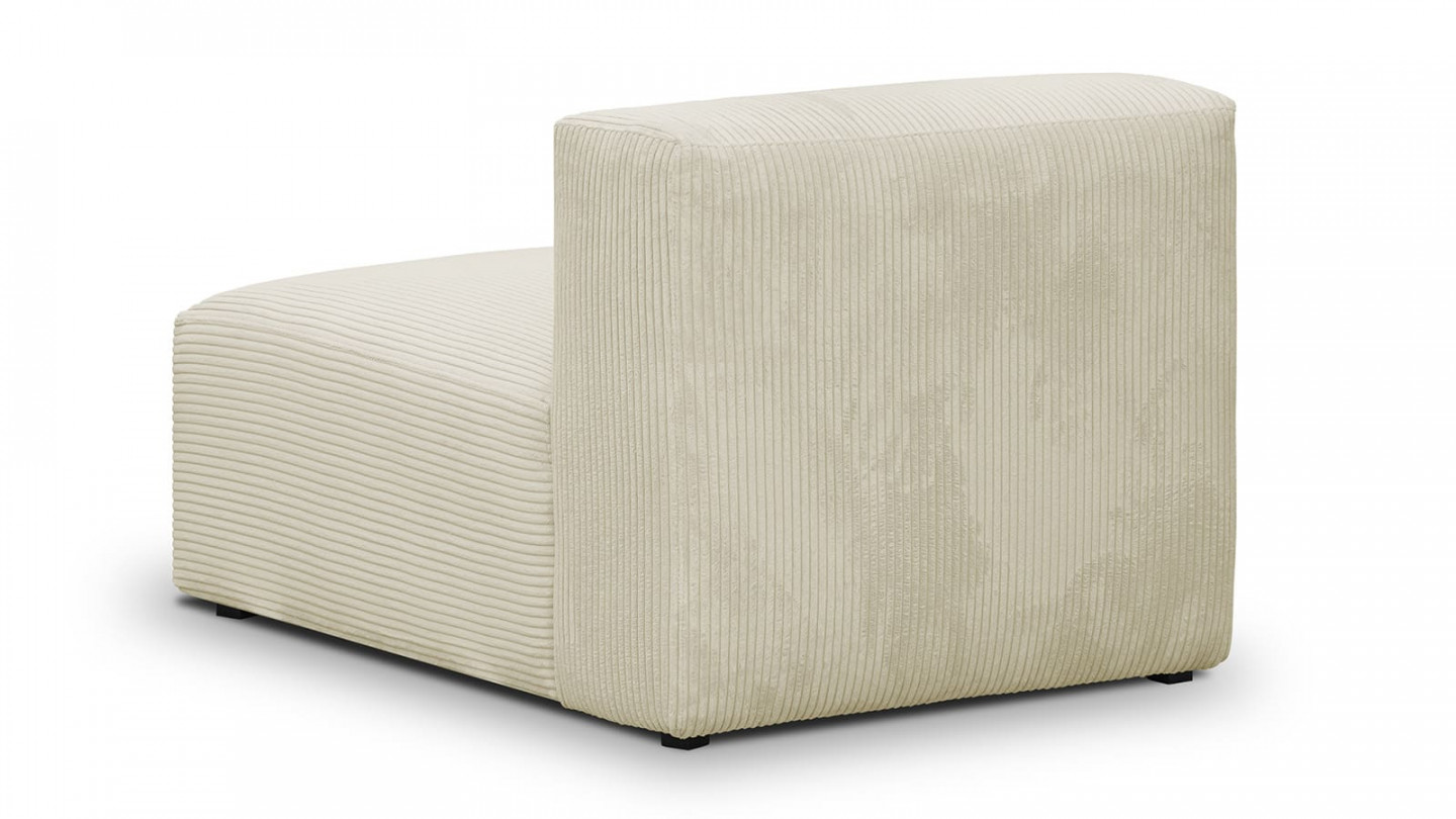 Canapé d'angle à gauche modulable avec méridienne 4 places en velours côtelé beige - Modulo
