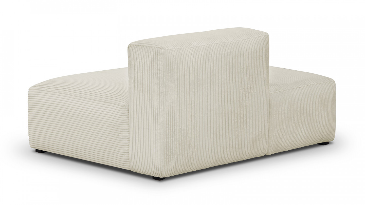 Canapé d'angle à droite modulable avec méridienne 5 places en velours côtelé beige - Modulo