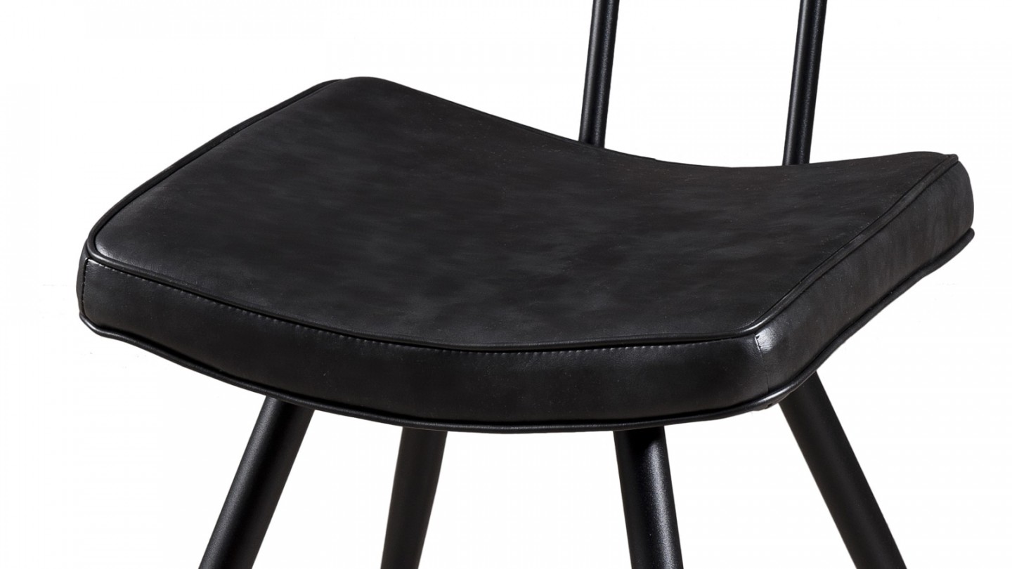 Lot de 2 chaises James en simili cuir noir - Collection Tom