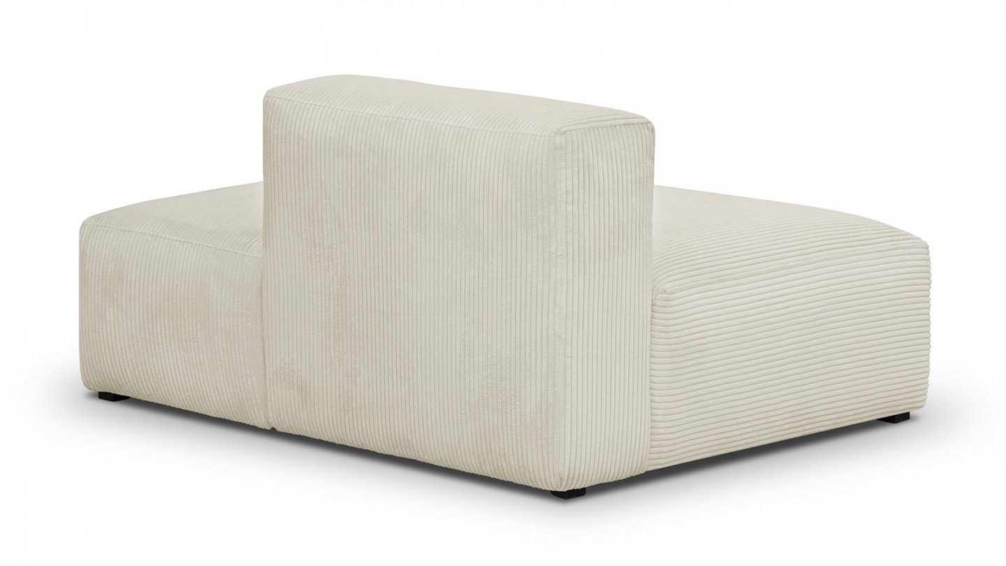 Canapé d'angle à gauche modulable avec méridienne 3/4 places en velours côtelé beige - Modulo