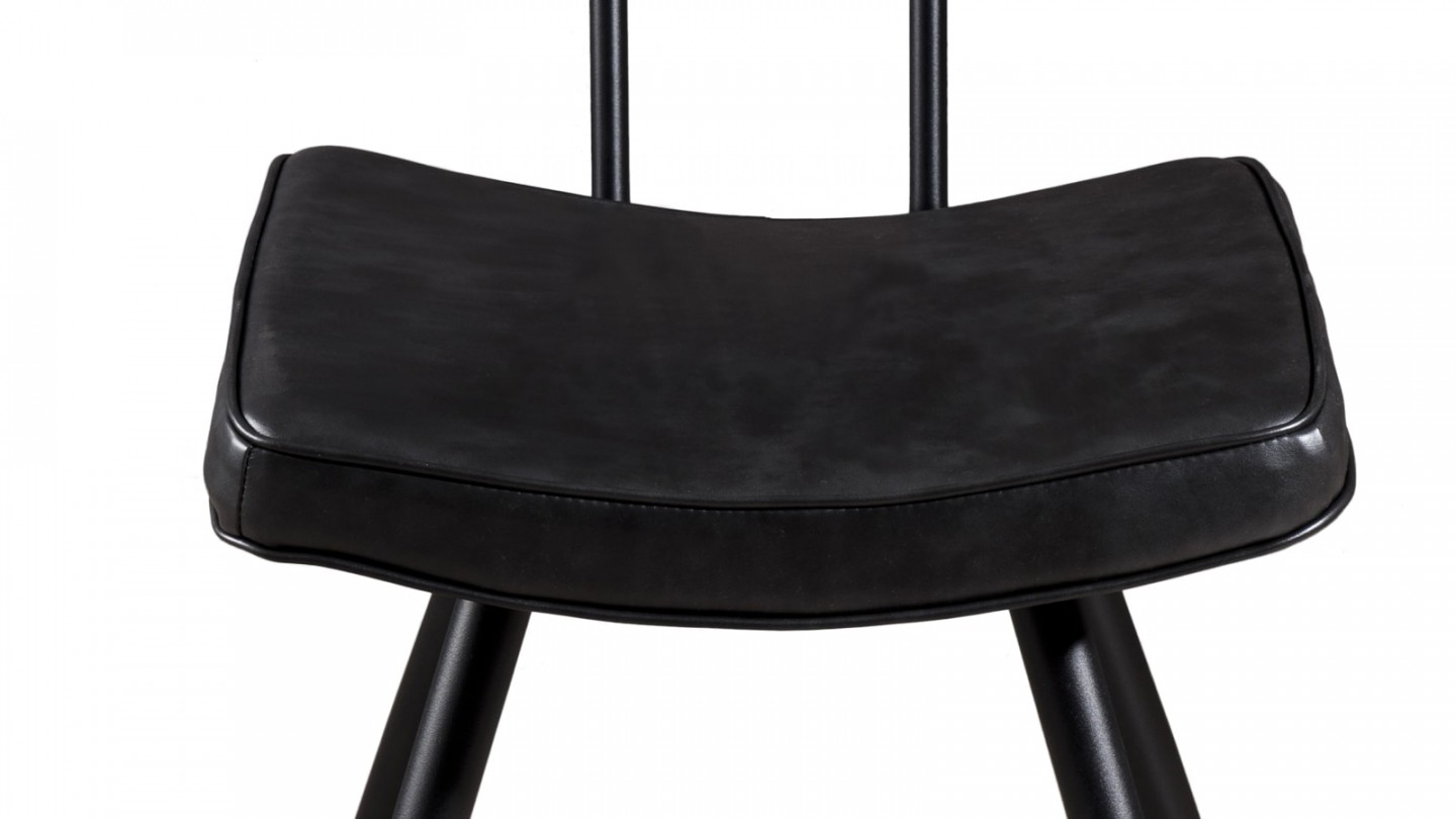 Lot de 2 chaises James en simili cuir noir - Collection Tom