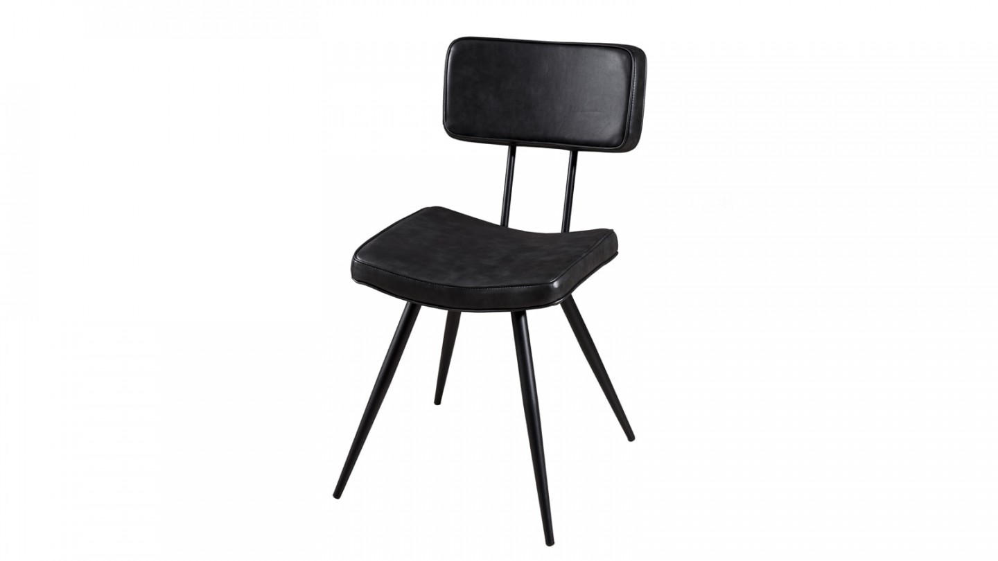 Lot de 2 chaises James en simili cuir noir - Collection Tom