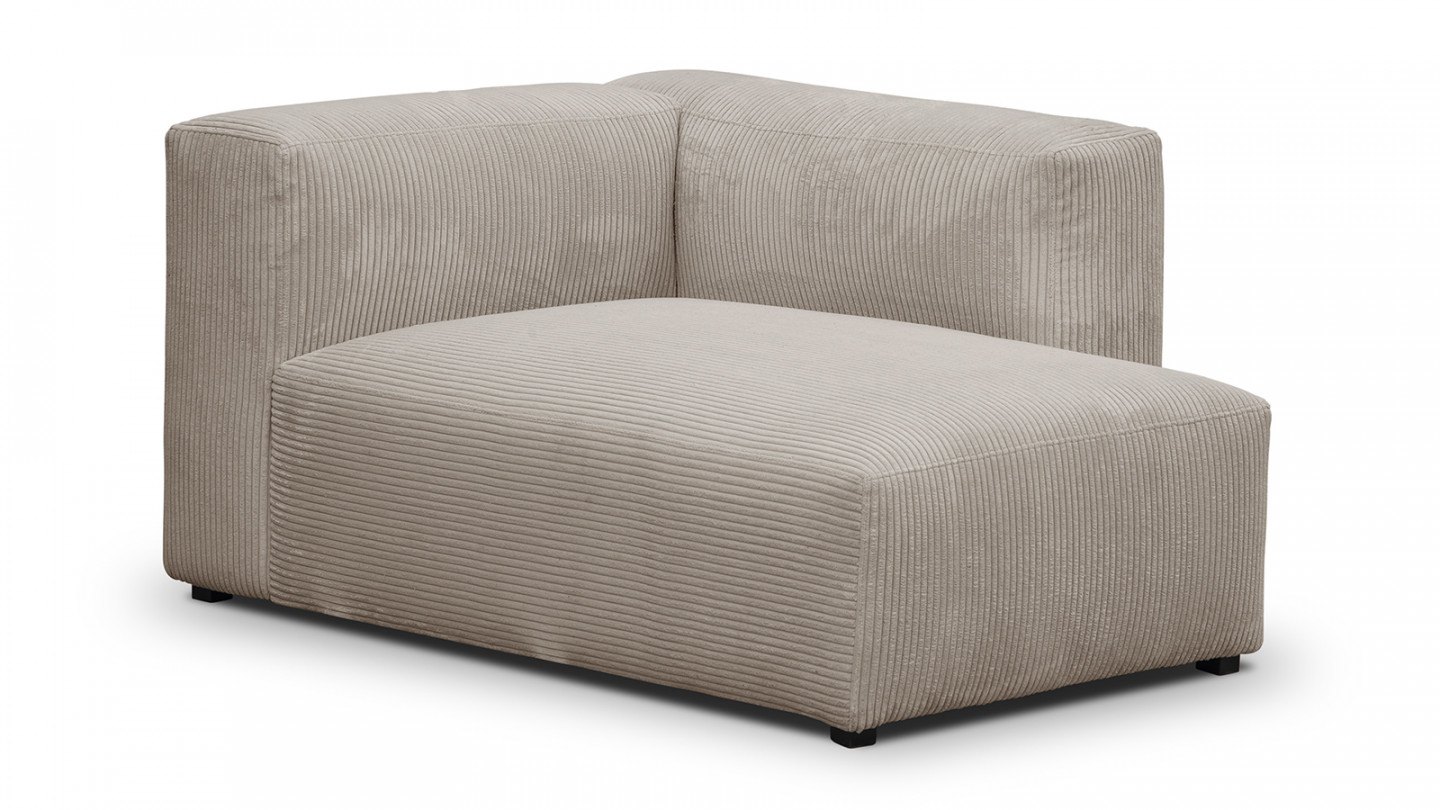 Canapé d'angle à droite modulable avec méridienne 3/4 places en velours côtelé taupe - Modulo New