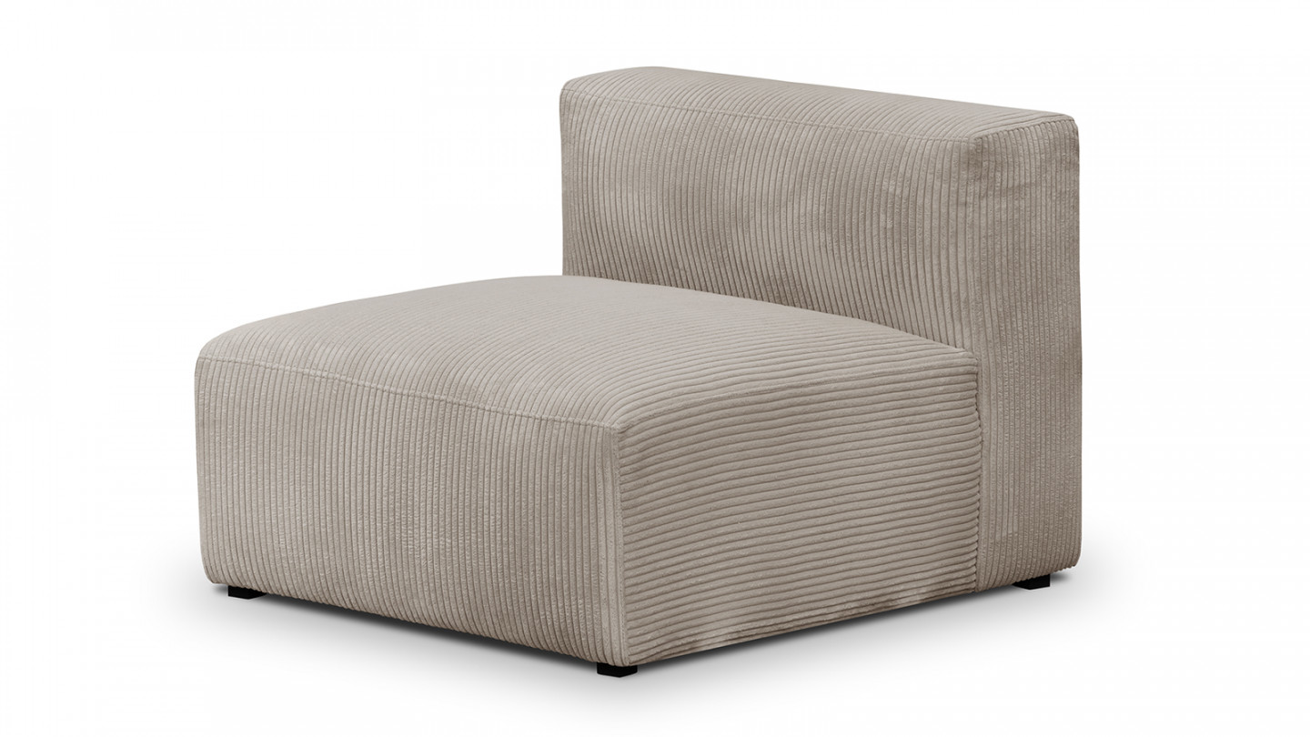 Canapé d'angle à droite modulable avec méridienne 4 places en velours côtelé taupe - Modulo New