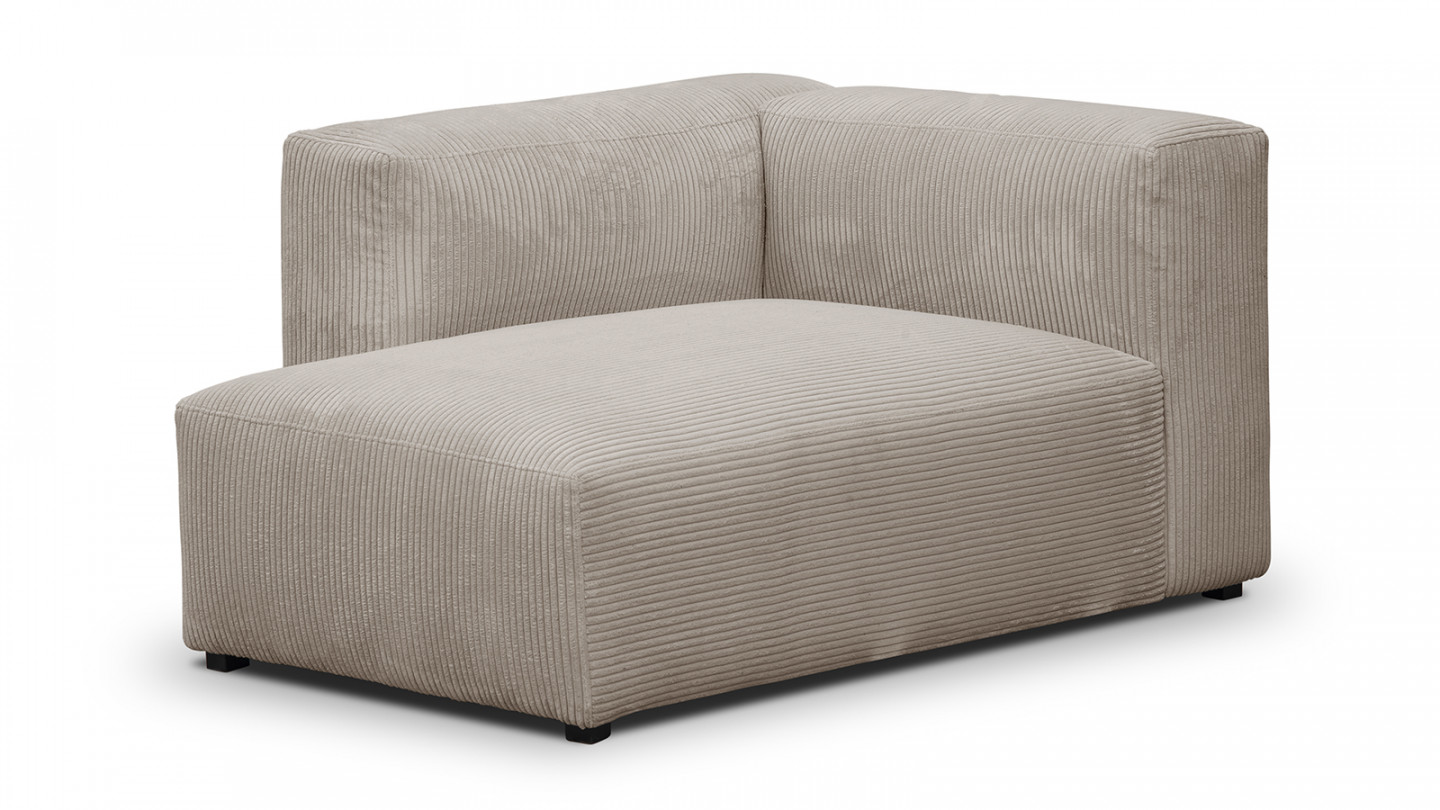 Canapé d'angle à gauche modulable avec méridienne 5 places en velours côtelé taupe - Modulo New