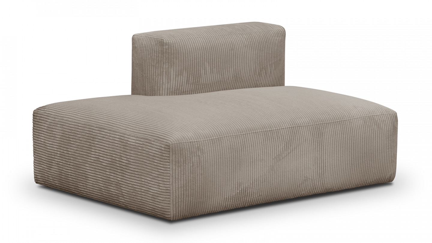 Canapé d'angle à droite modulable avec méridienne 5 places en velours côtelé taupe - Modulo New