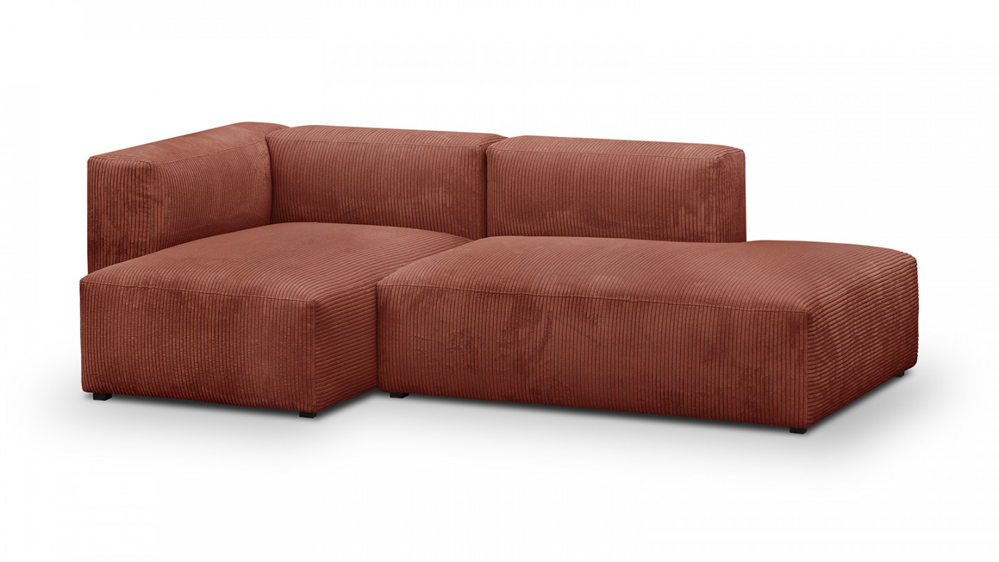 Canapé d'angle méridienne gauche 4 places tissu bouclé taupe clair (1 module droit 2 places) - Tivoli | Maison