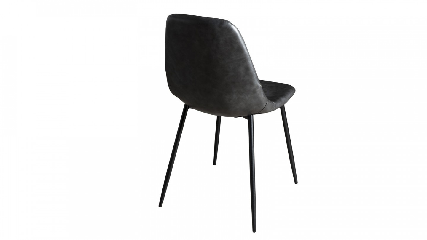Lot de 2 chaises John en simili cuir noir - Collection Tom