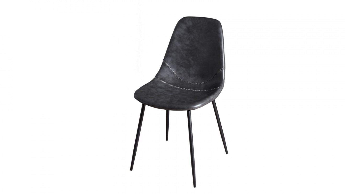 Lot de 2 chaises John en simili cuir noir - Collection Tom
