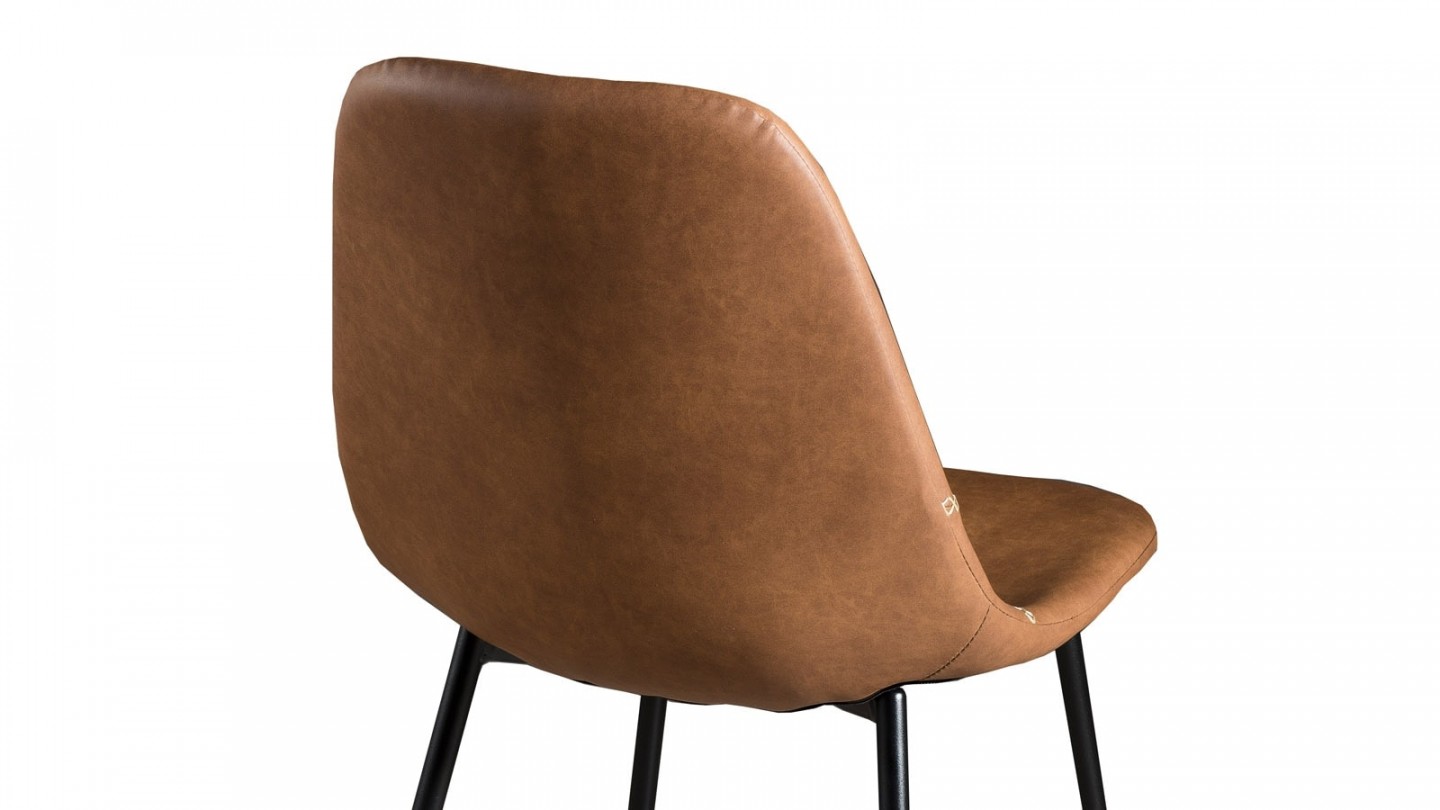 Lot de 2 chaises John en simili cuir marron - Collection Tom