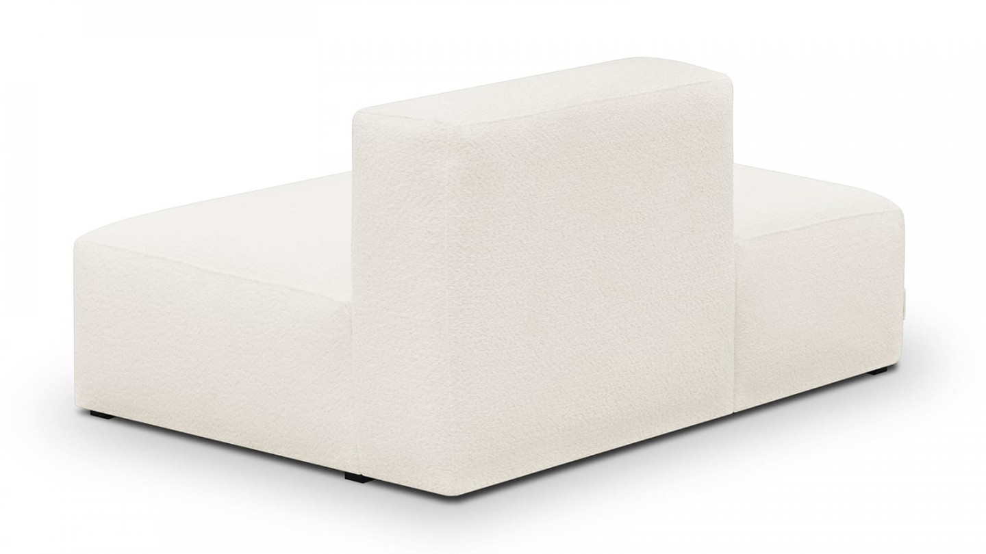Canapé d'angle à droite modulable avec méridienne 3/4 places en tissu bouclette écru - Modulo