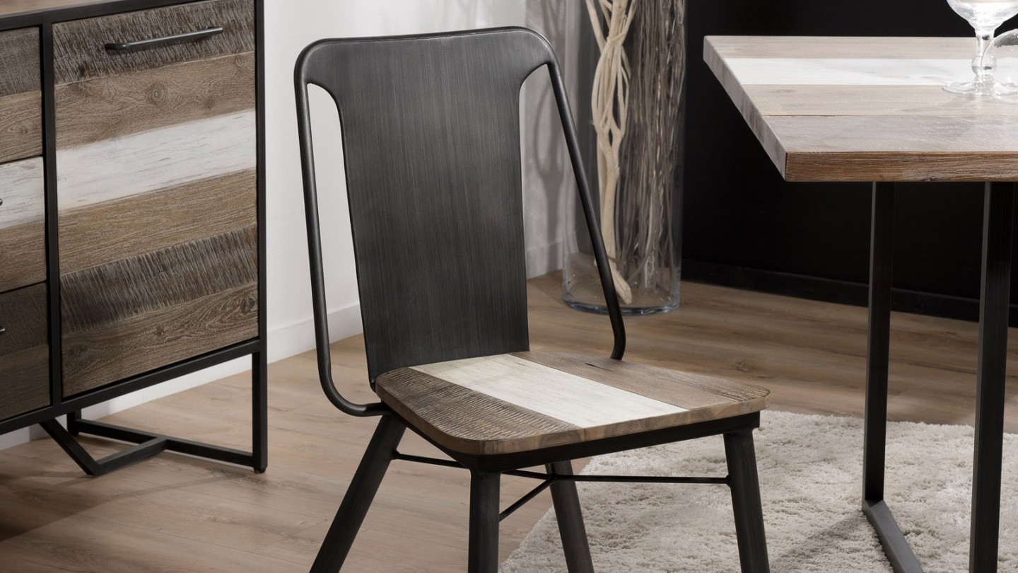 Lot de 2 chaises en acacia et métal - Collection Mateo