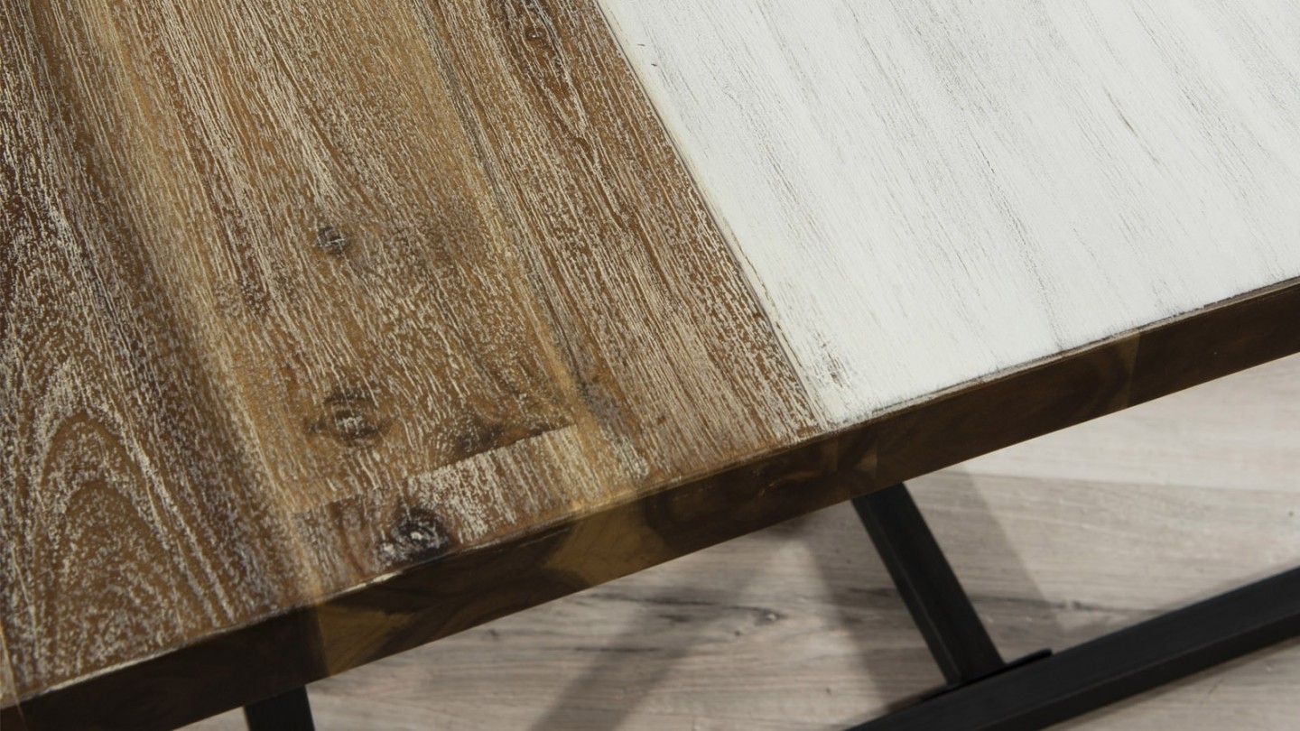 Table à manger 200x100cm en acacia piètement en métal - Collection Mateo