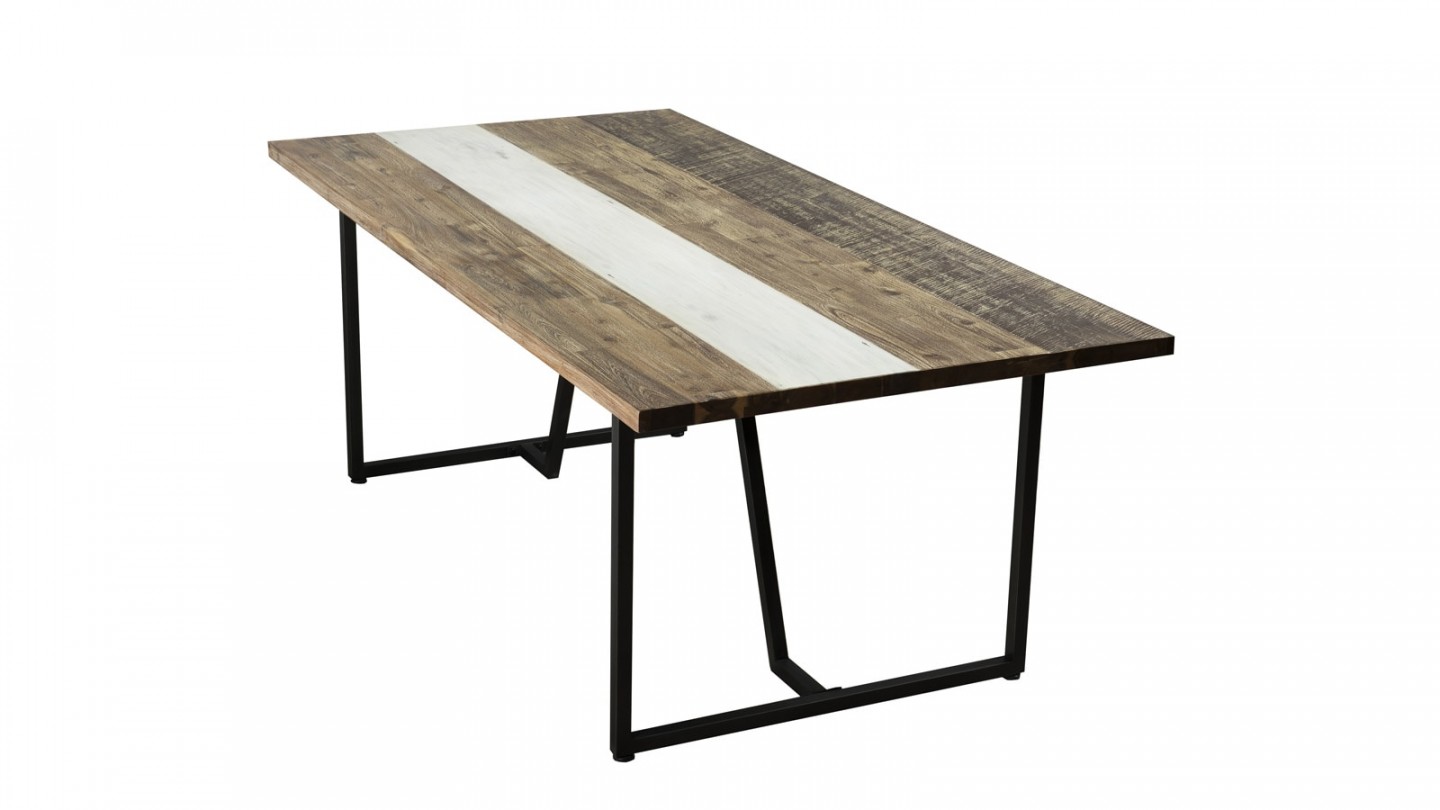 Table à manger 200x100cm en acacia piètement en métal - Collection Mateo