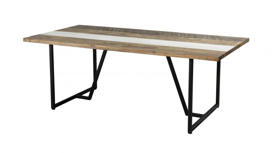 Table à manger 200x100cm en acacia piètement en métal - Collection Mateo