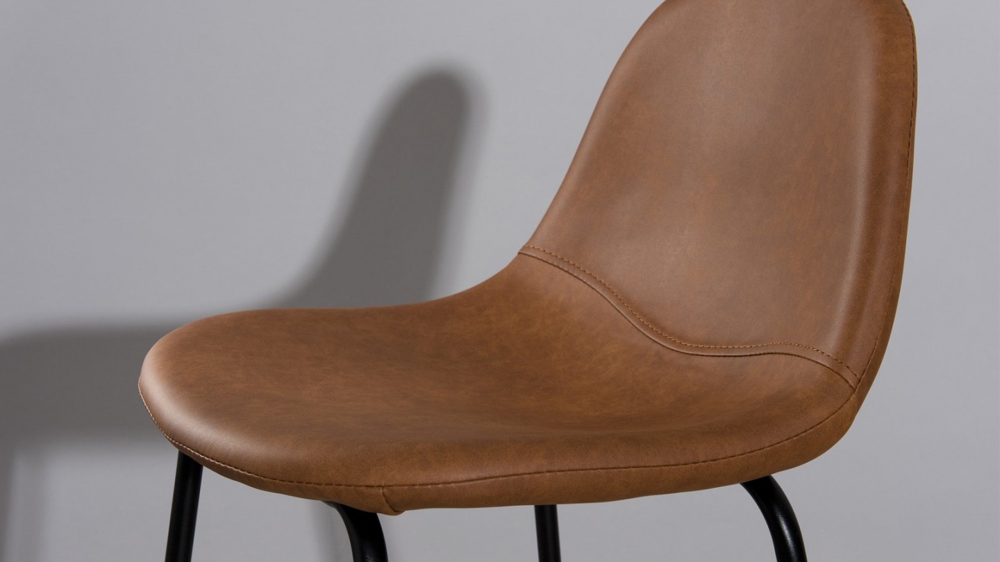 Lot de 2 chaises de bar John en simili cuir marron - Collection Tom