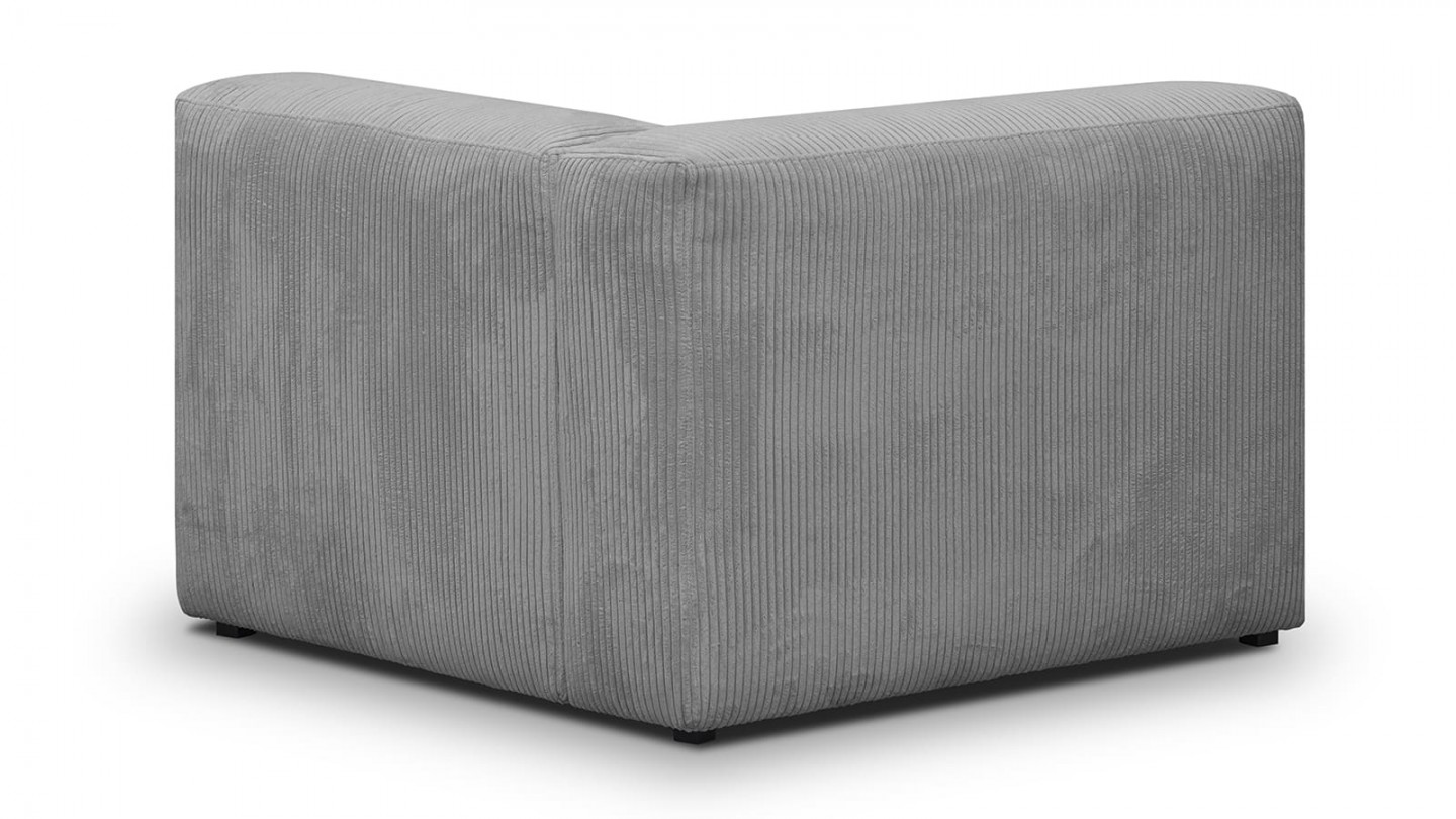 Canapé modulable 3 places en velours côtélé gris clair - Modulo
