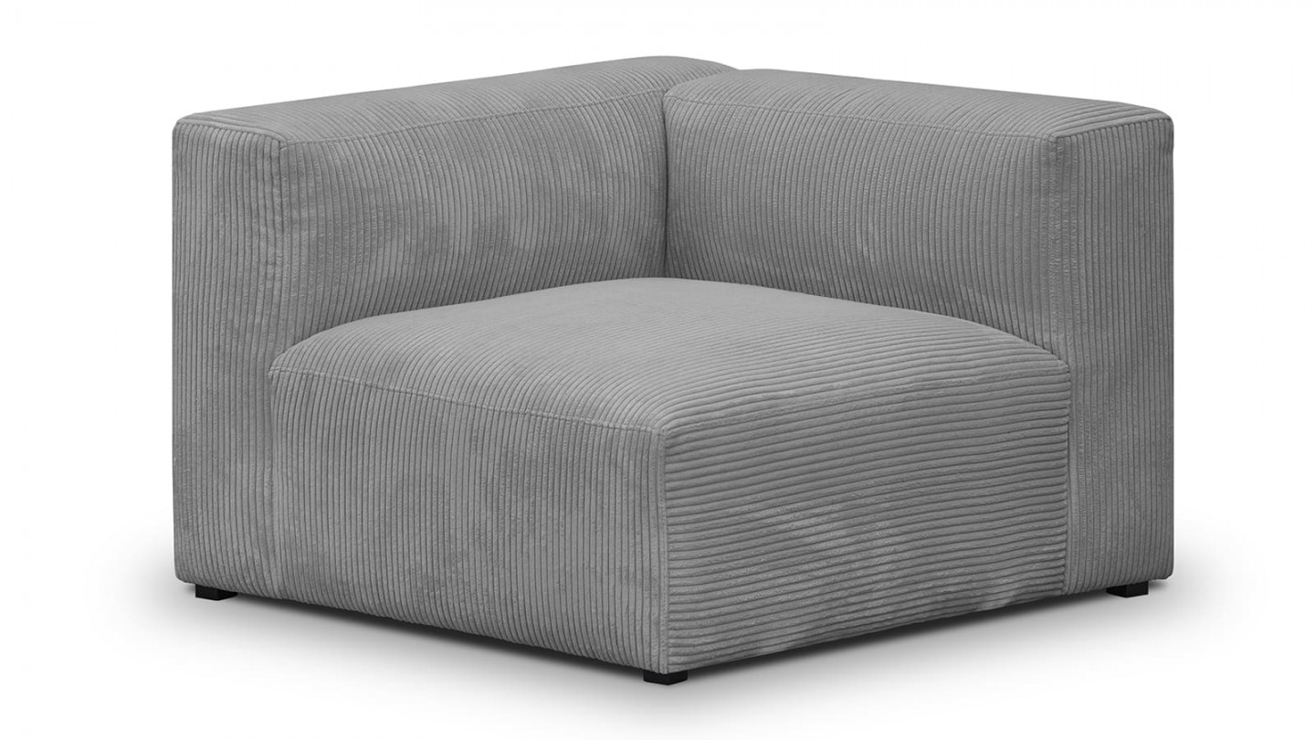 Canapé modulable 4 places en velours côtélé gris clair - Modulo