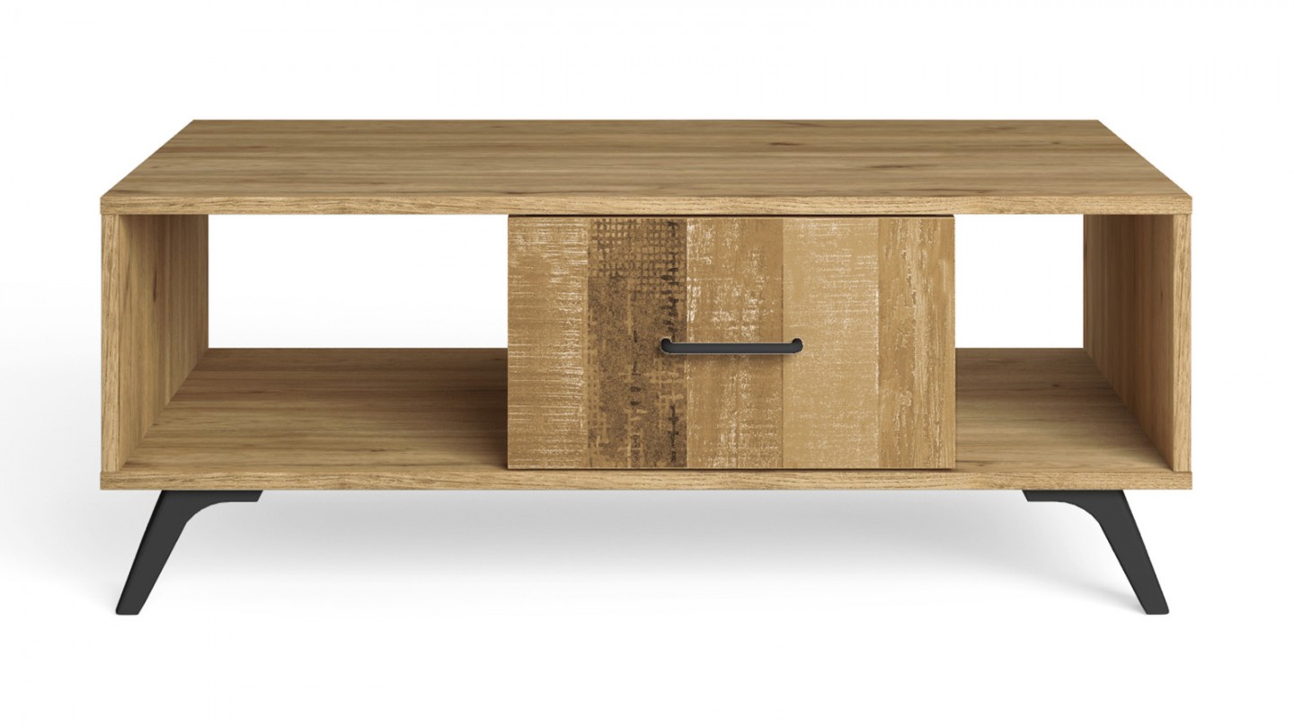 Table basse 1 tiroir effet bois 100 cm - Inari