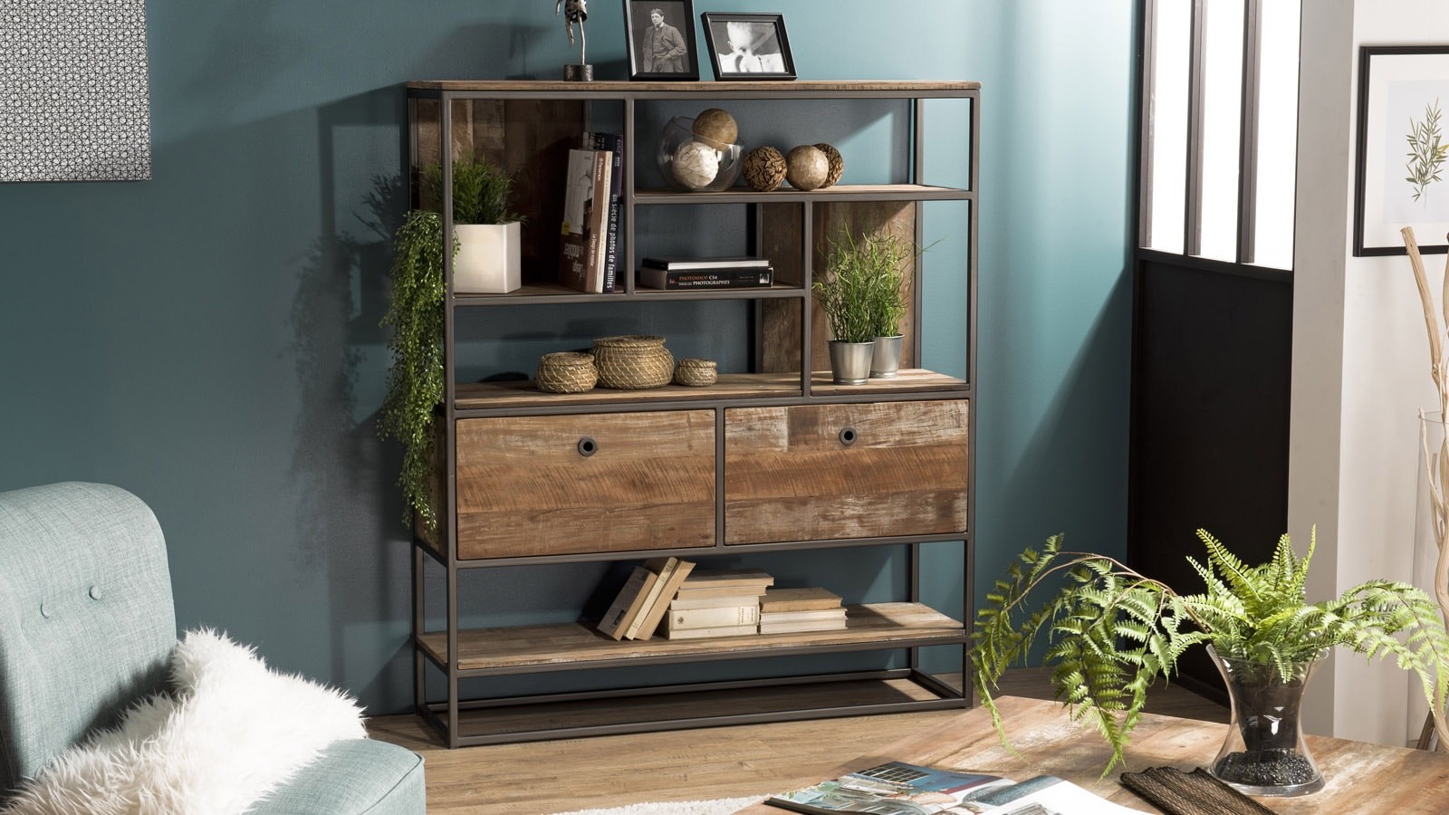 https://www.homifab.com/bibliotheque-etageres/4884-etagere-2-tiroirs-7-niches-en-teck-recycle-acacia-et-metal-athena-3302535014581.html