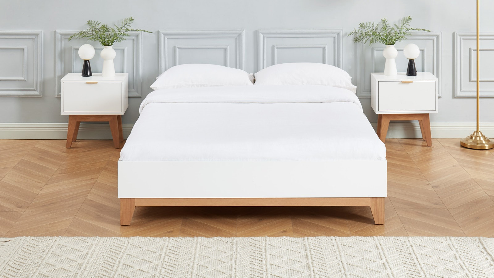 Lit double blanc mat de la collection Emma 