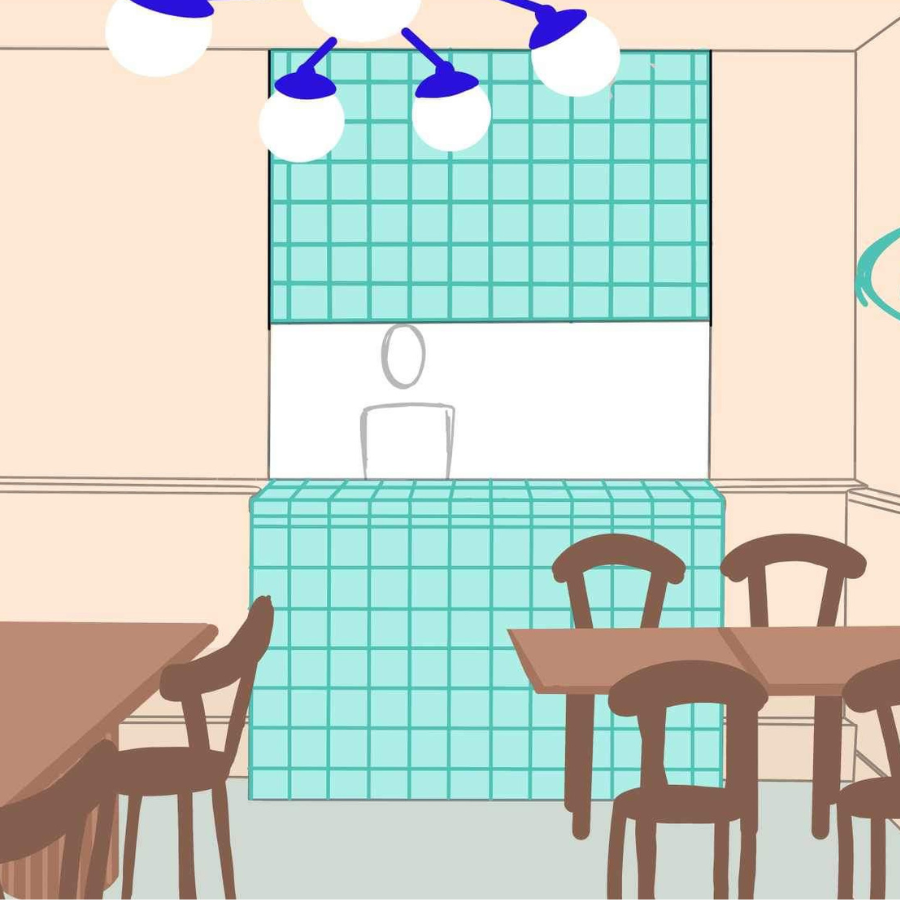 Détail des arrondis dans la décoration de Pinpon