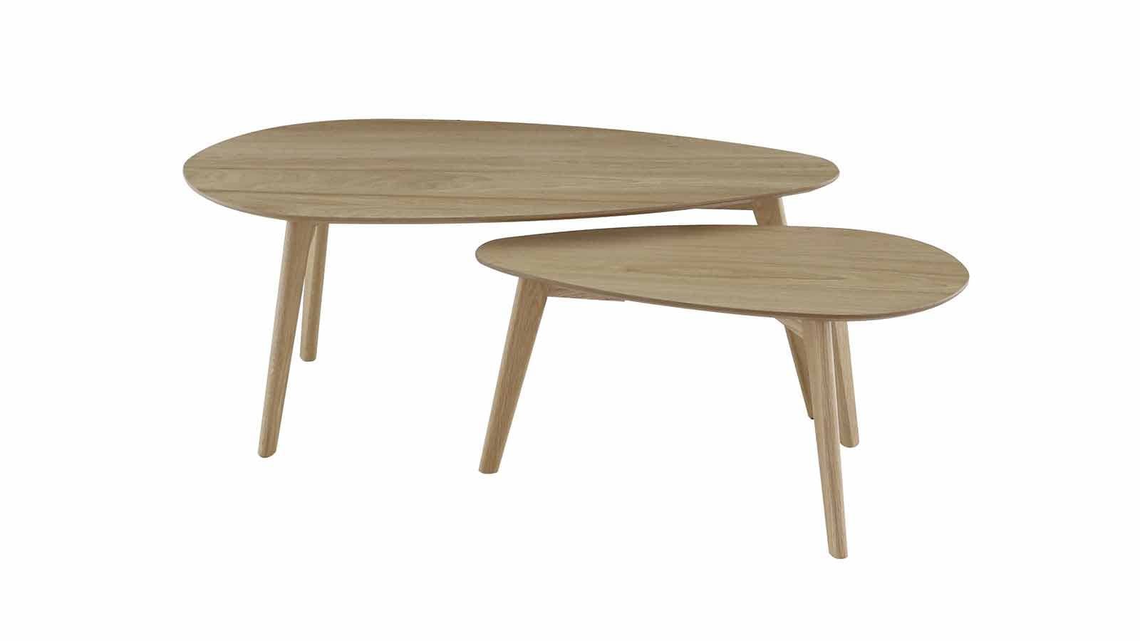 Set De 2 Tables Basses Gigognes Scandinaves En Chene Pietement