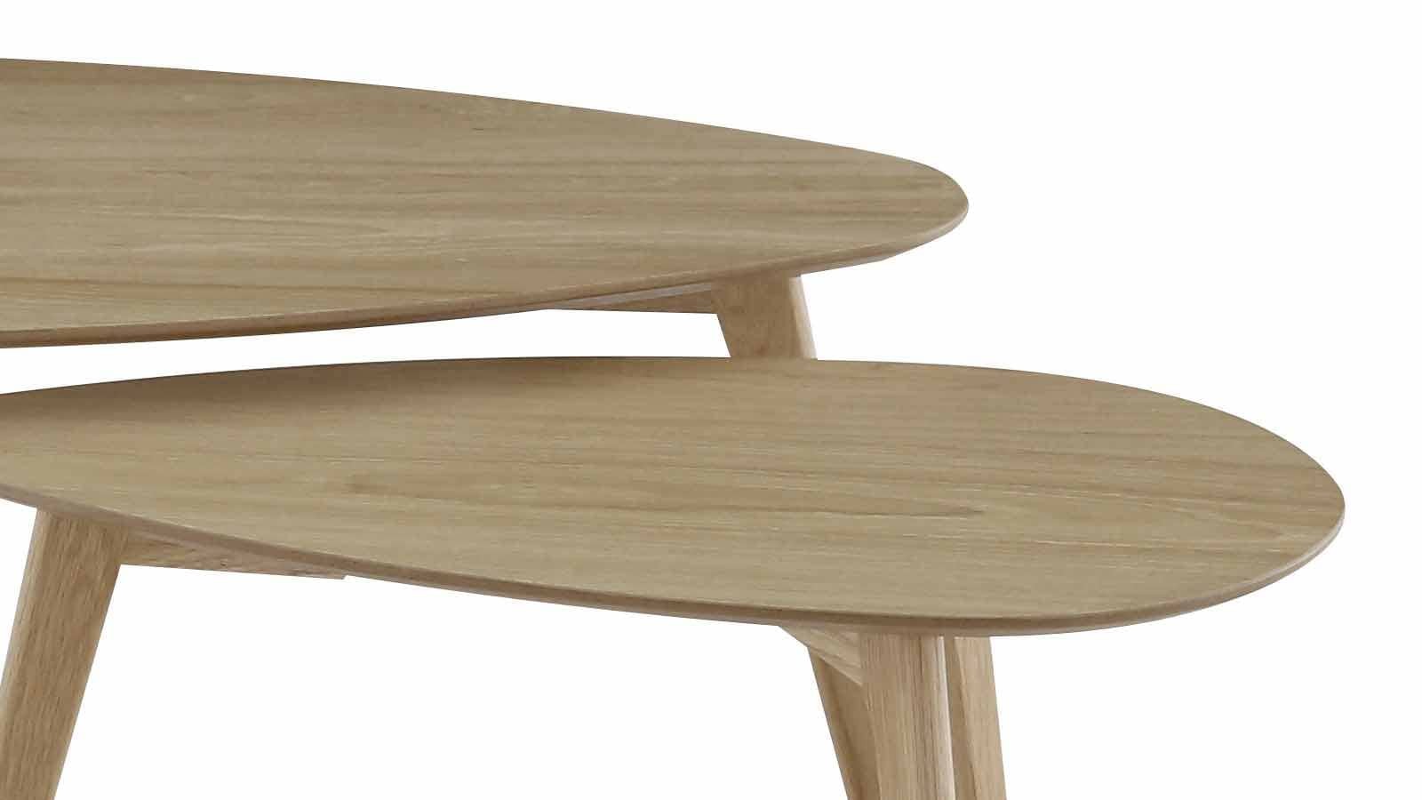 Set De 2 Tables Basses Gigognes Scandinaves En Chene Pietement