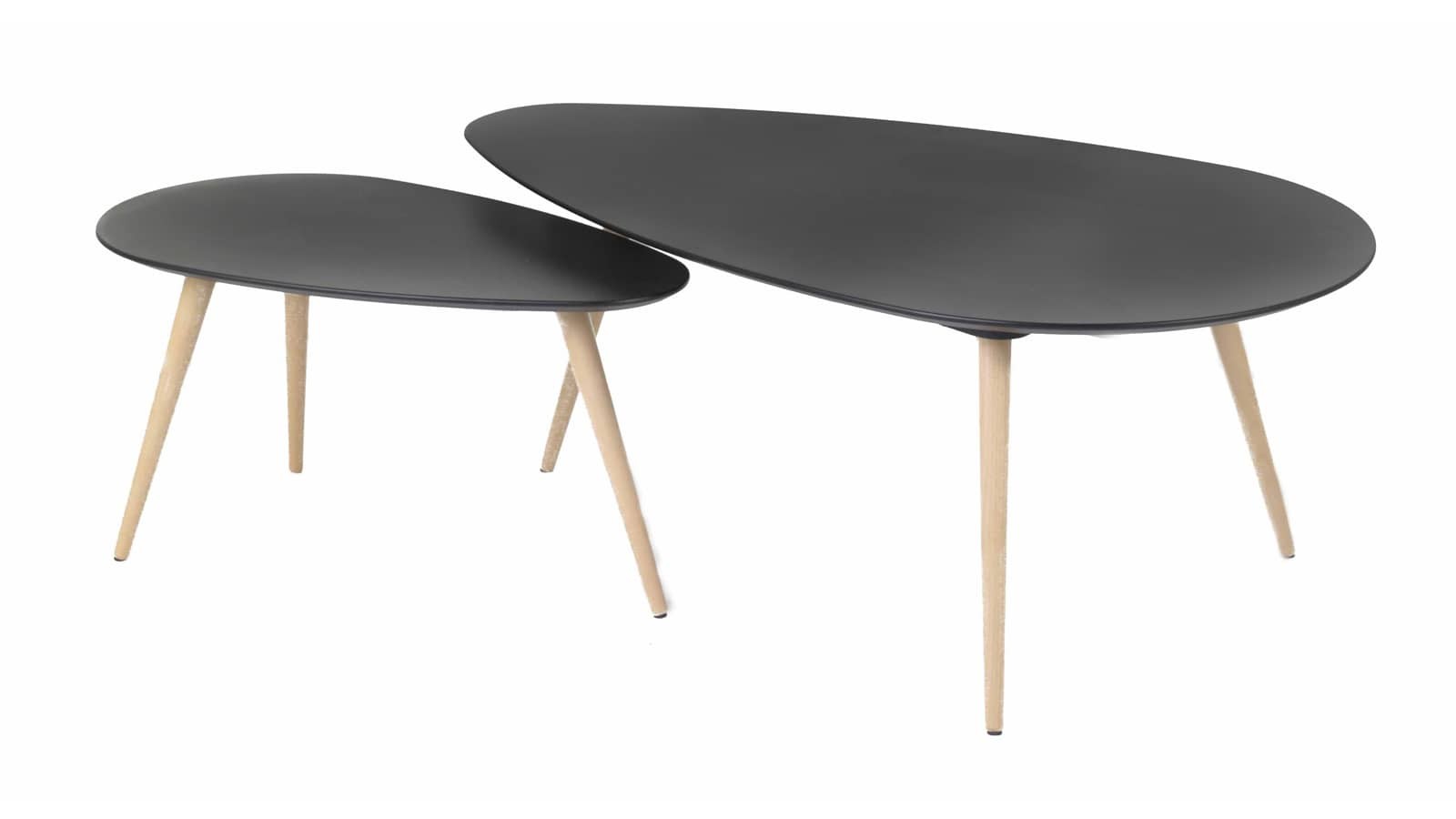 Set De 2 Tables Basses Gigognes Scandinaves En Bouleau Noir