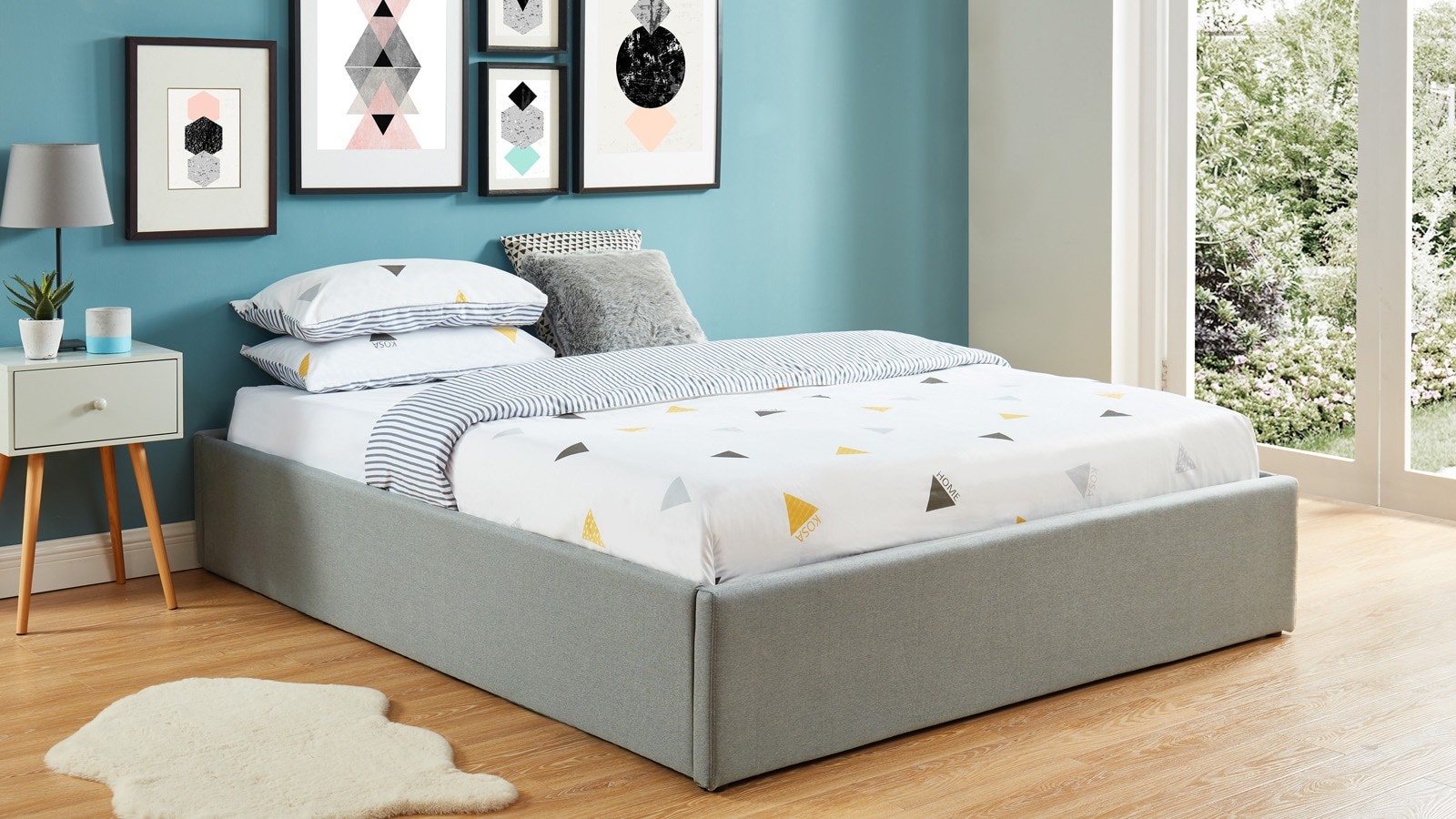 sommier /à Lattes HOMIFAB Lit Coffre 140x190cm Anthracite Collection Handy.