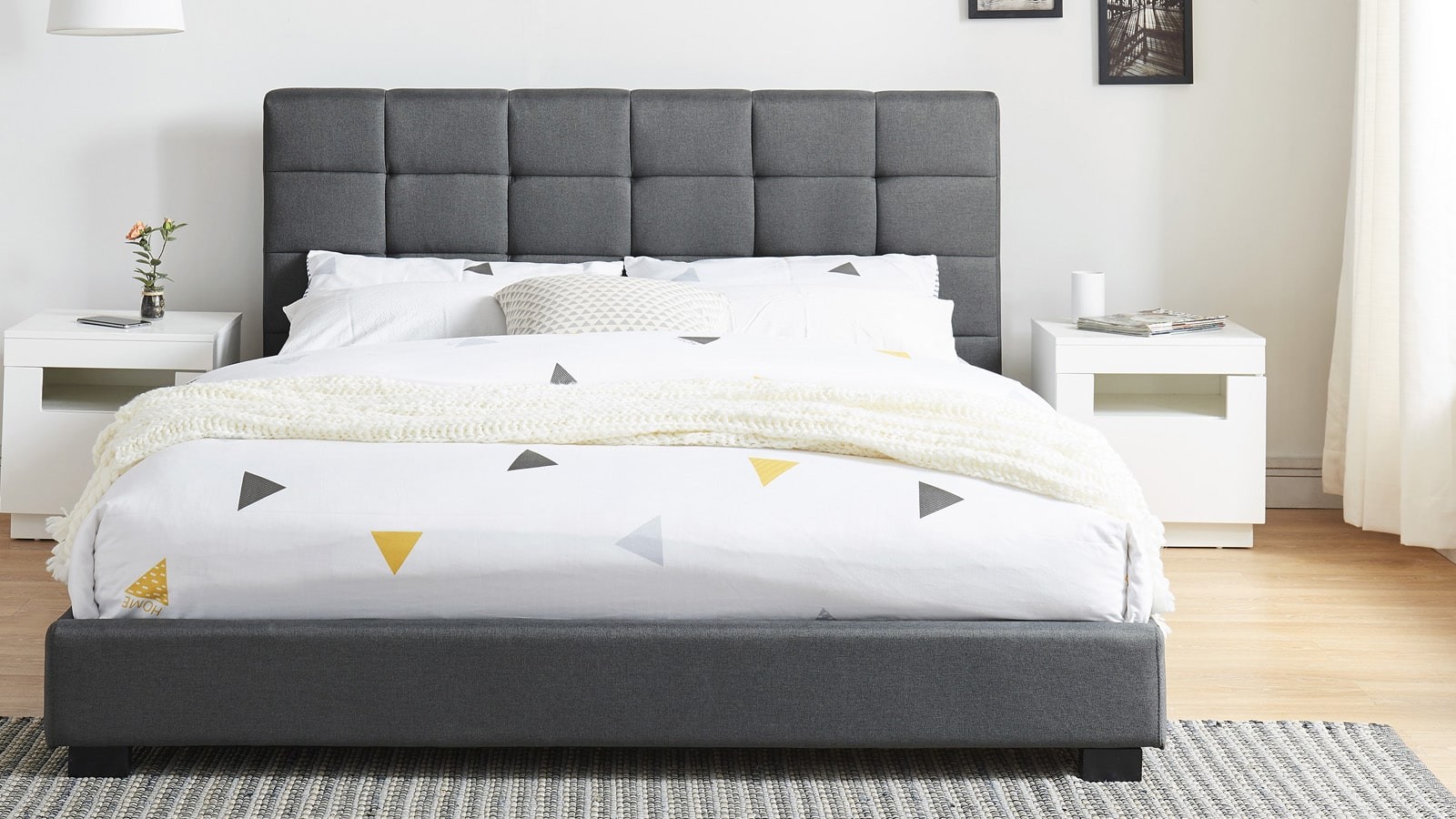 Lit 2 Places William 140x190 Cm Tete De Lit Gris Fonce Homifab