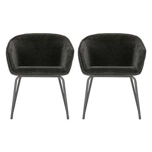 Lot de 2 chaises en velours noir piètement métal - Collection Sien - Woood