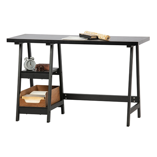 Bureau en bois noir avec étagères latérales - Collection Senn - Woood