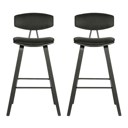 Lot de 2 tabourets de bar en velours noir - Collection Senn - Woood