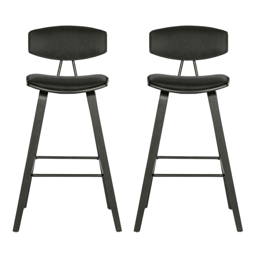 Lot de 2 tabourets de bar en velours noir - Collection Senn - Woood