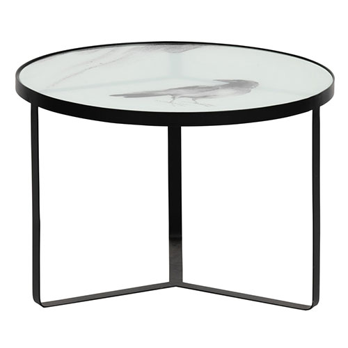 Table d'appoint ronde ø55cm en métal noir et verre - Fly