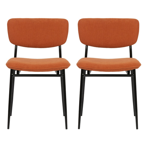 Lot de 2 chaises en velours cotelé orange - Collection Dané - Woood