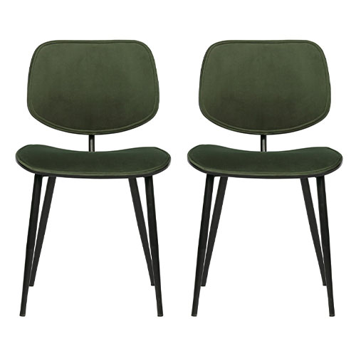 Lot de 2 chaises en velours vert piètemen métal - Collection Jackie - Woood