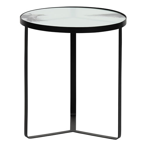Table d'appoint ronde ø45cm en métal noir et verre - Fly